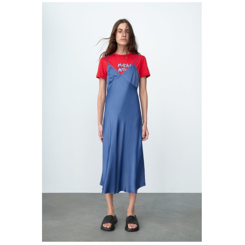 Zara blue slip dress